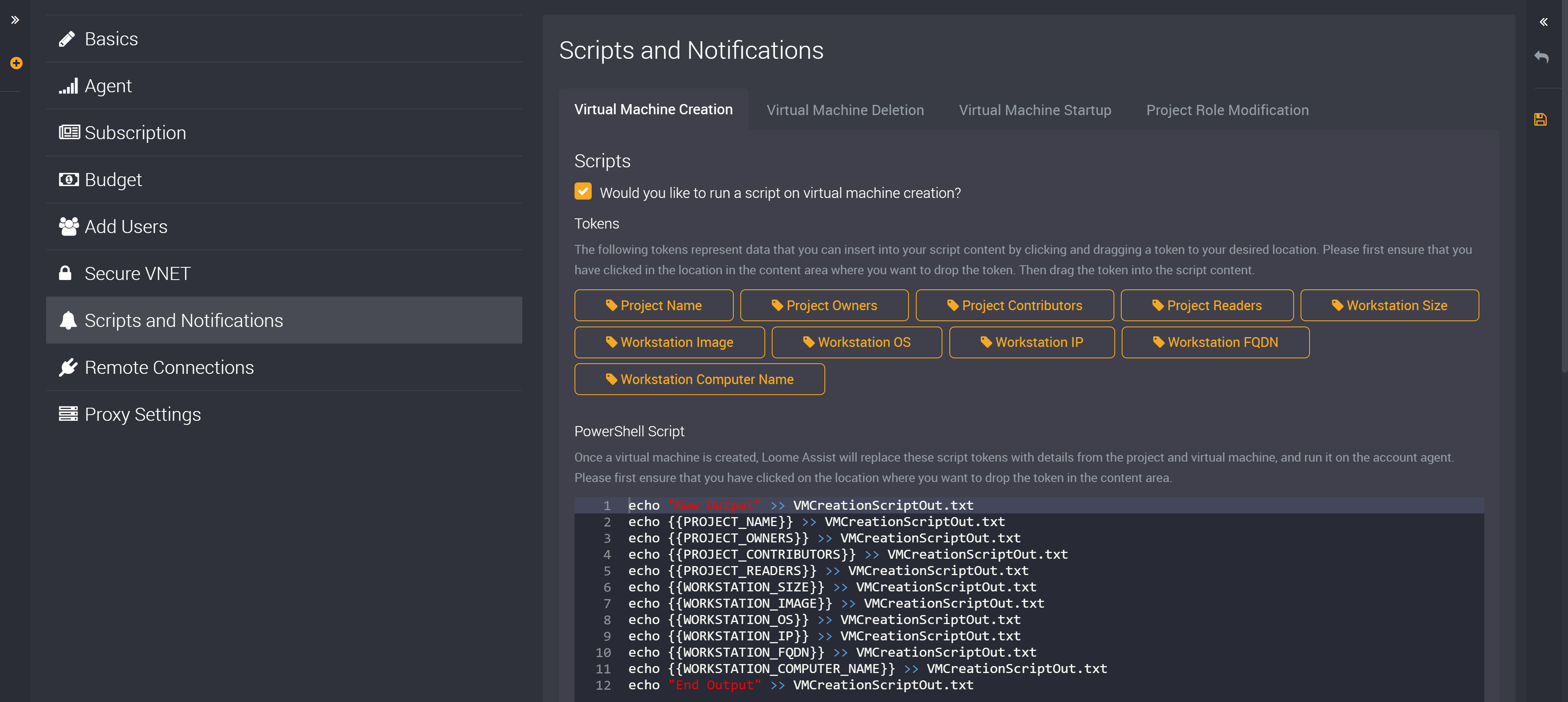 Scripts and notifications