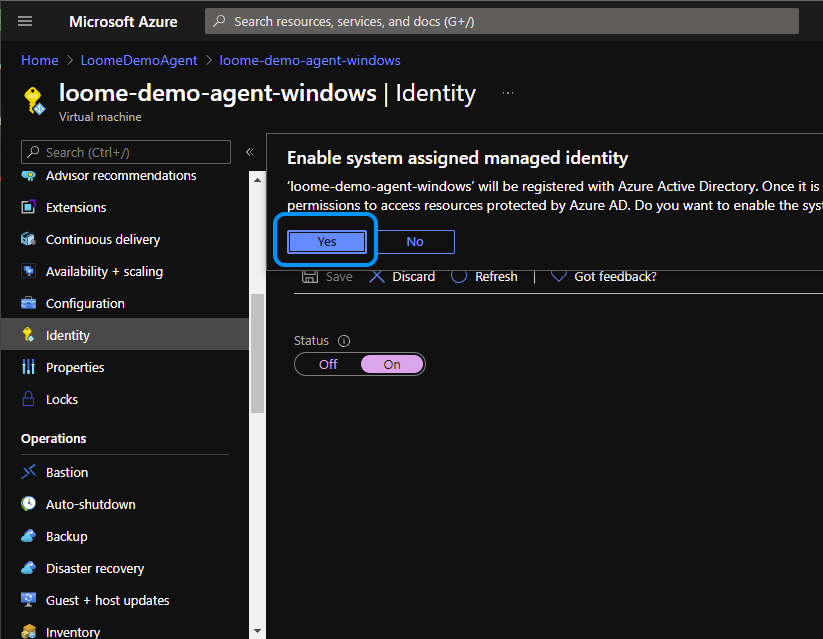 Azure Portal Agent Identity Confirm