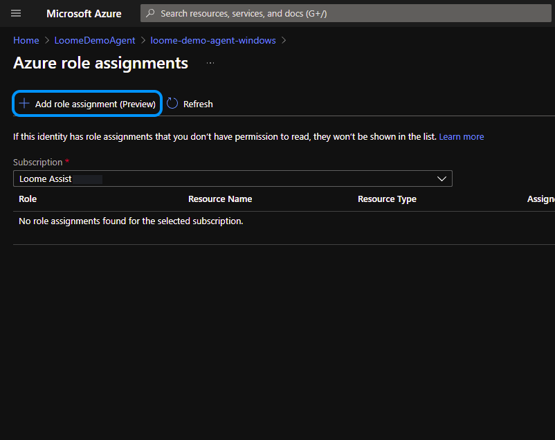 Azure Portal Agent Identity No Roles