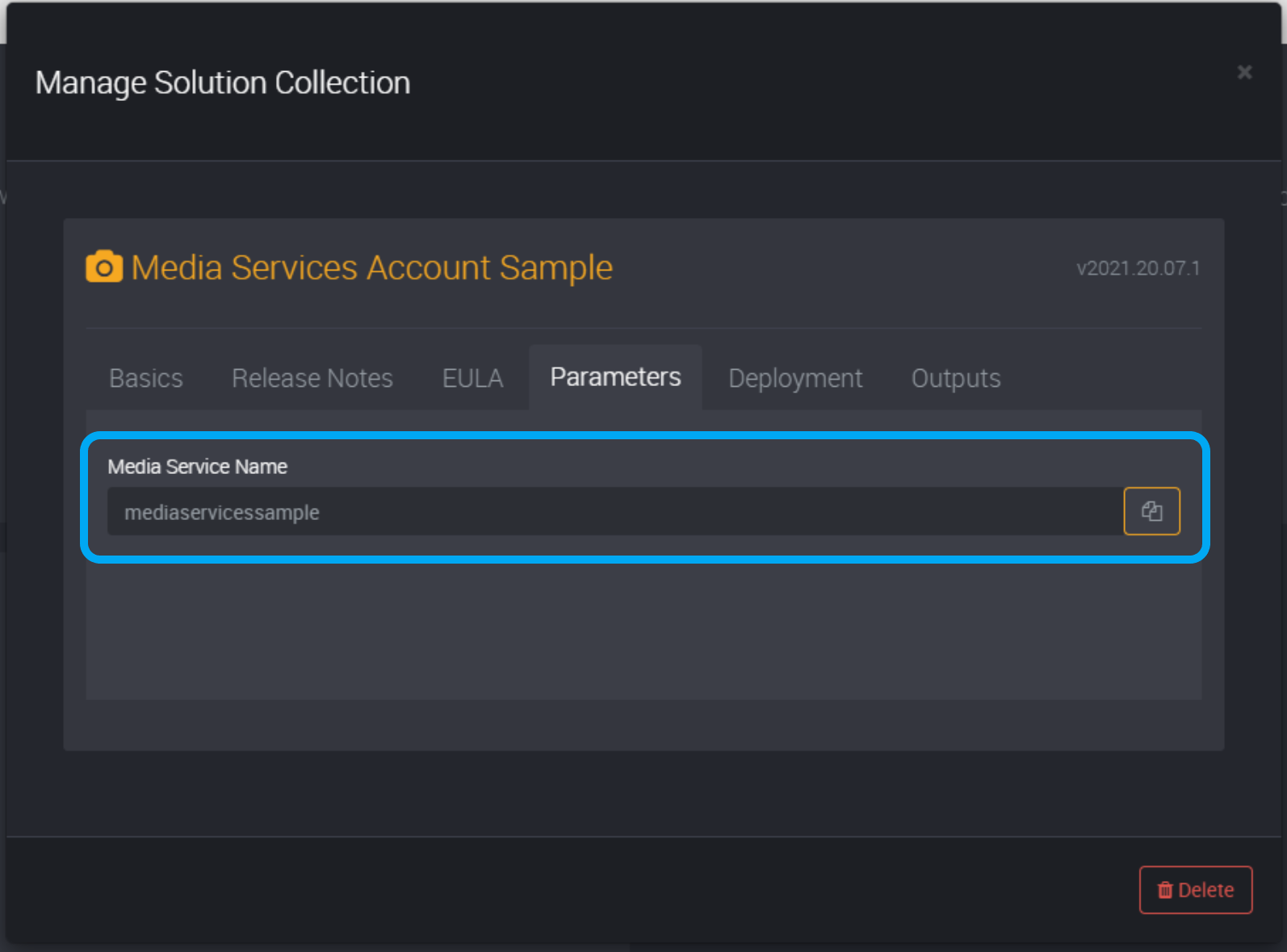 Solution collection parameter