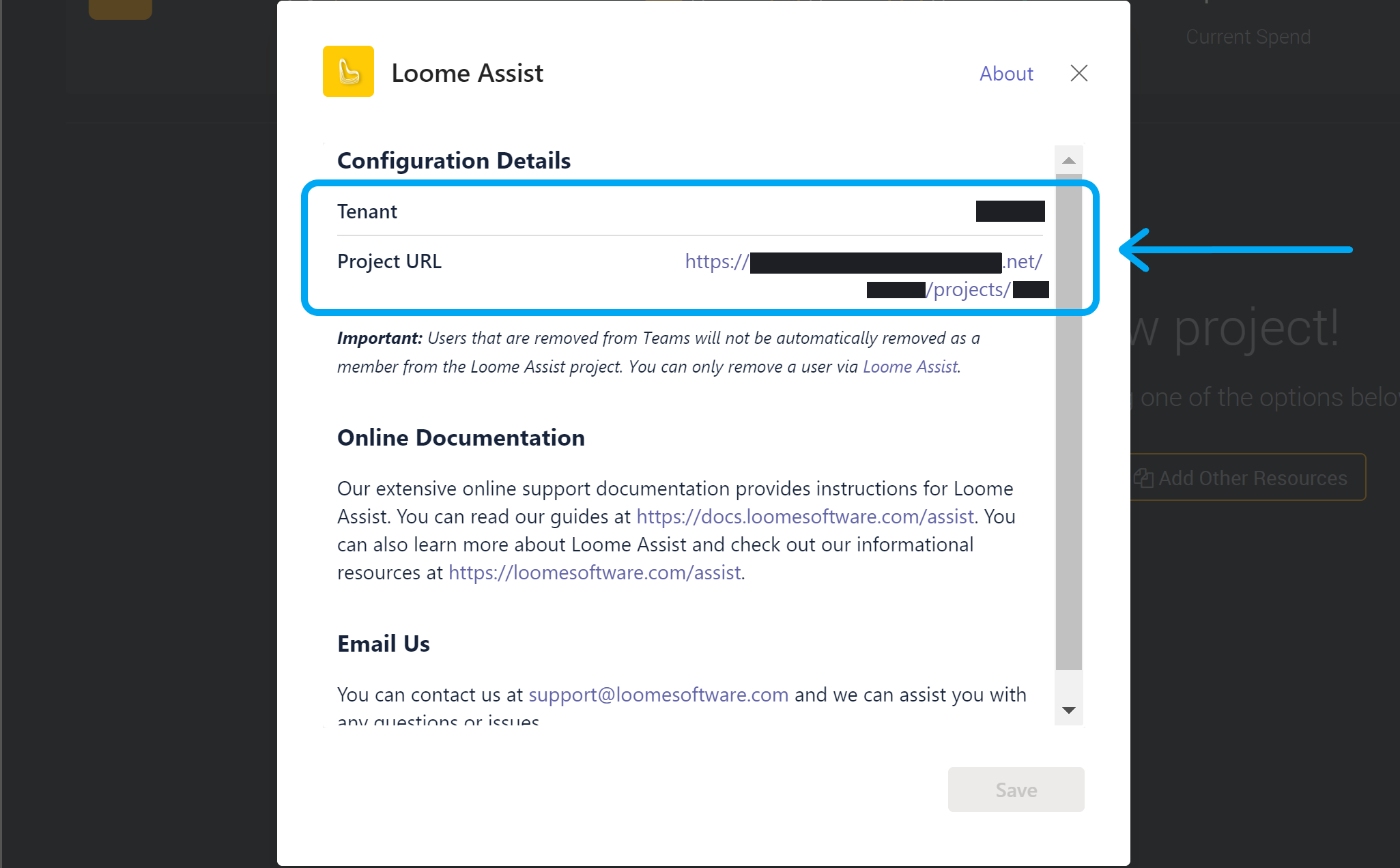 Project configuration details