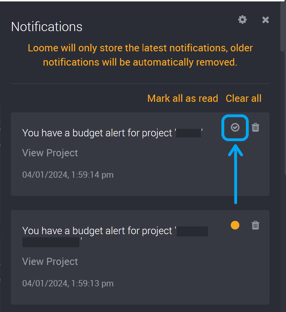 Mark notification as read