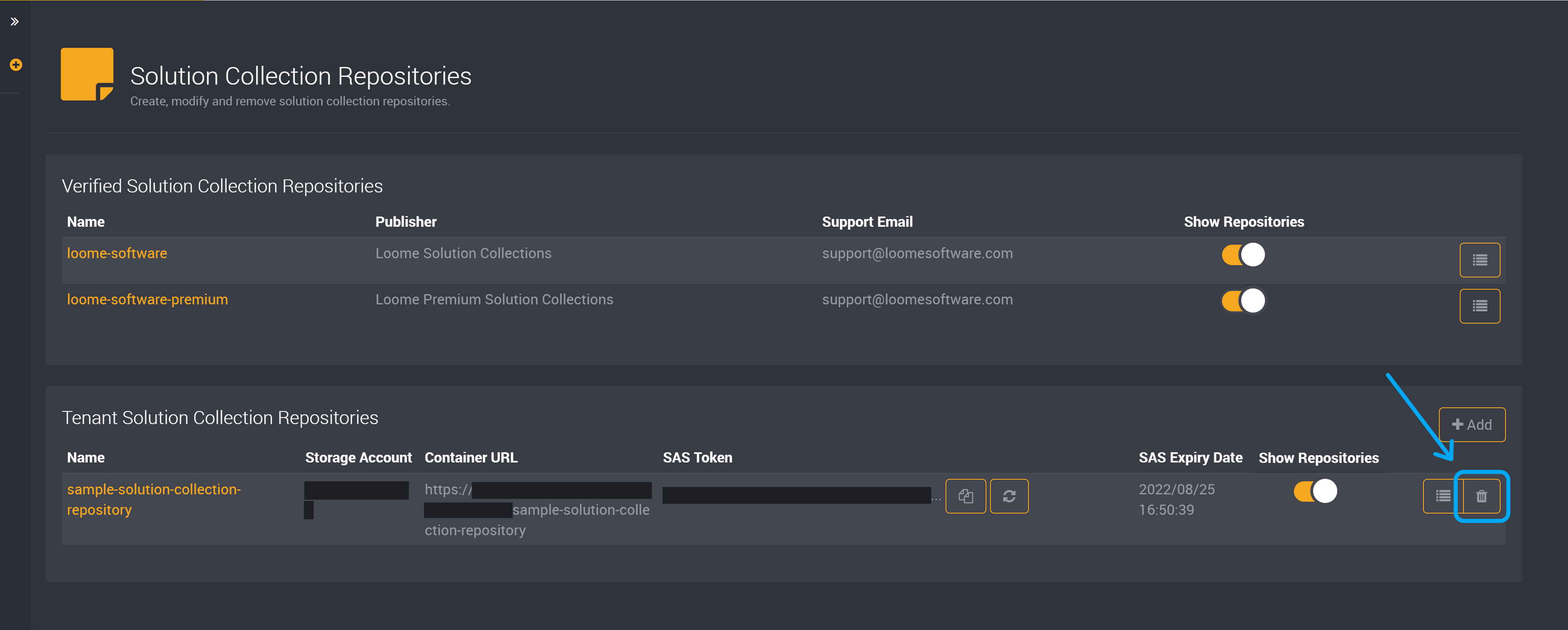 Delete a solution collection repository