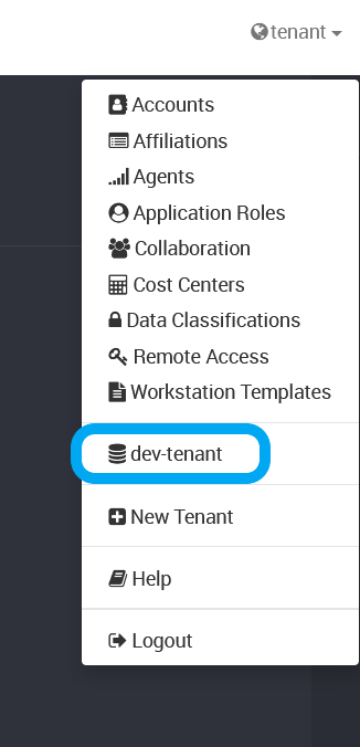 New tenant in menu