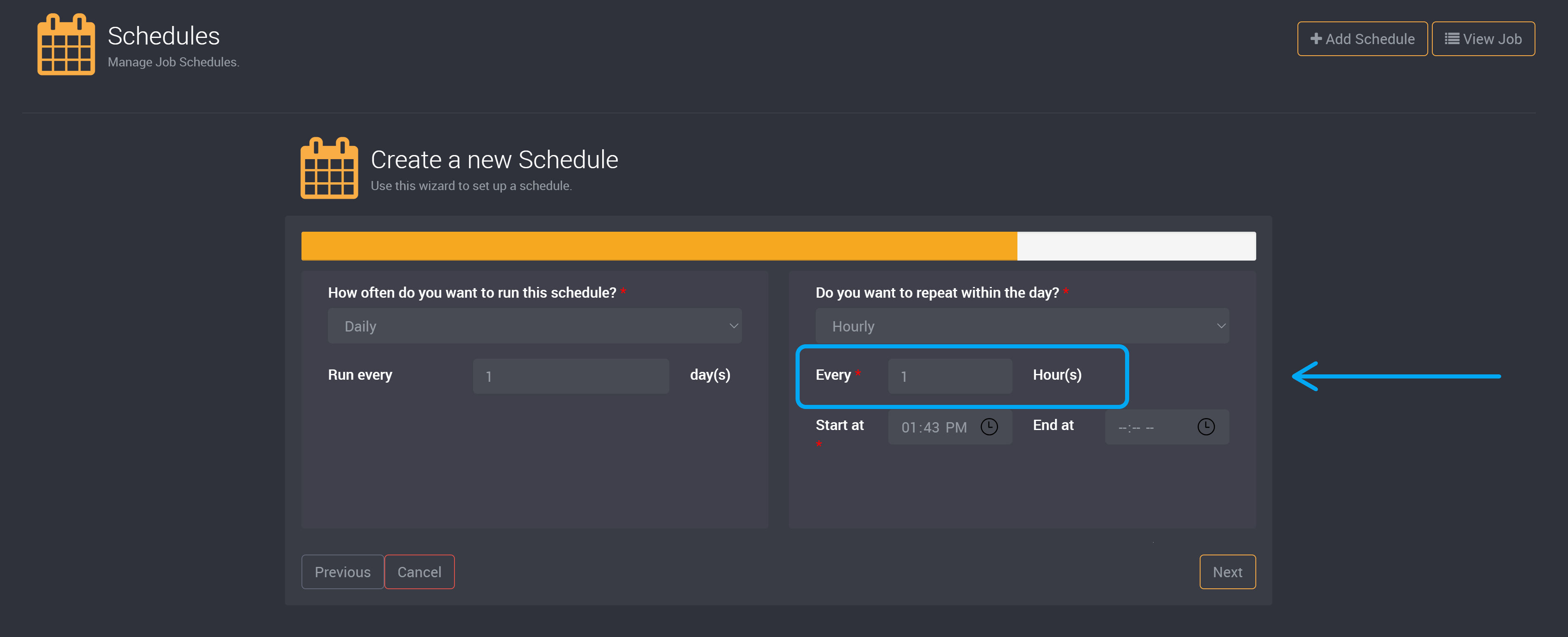 Hourly schedule