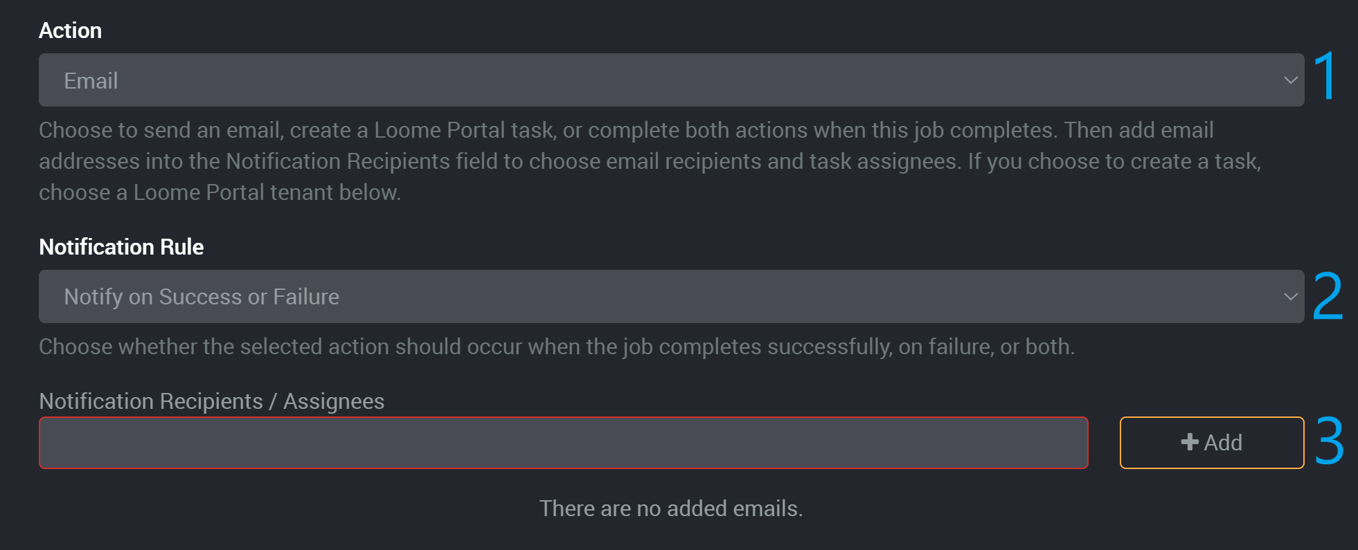 Action, condition, and email