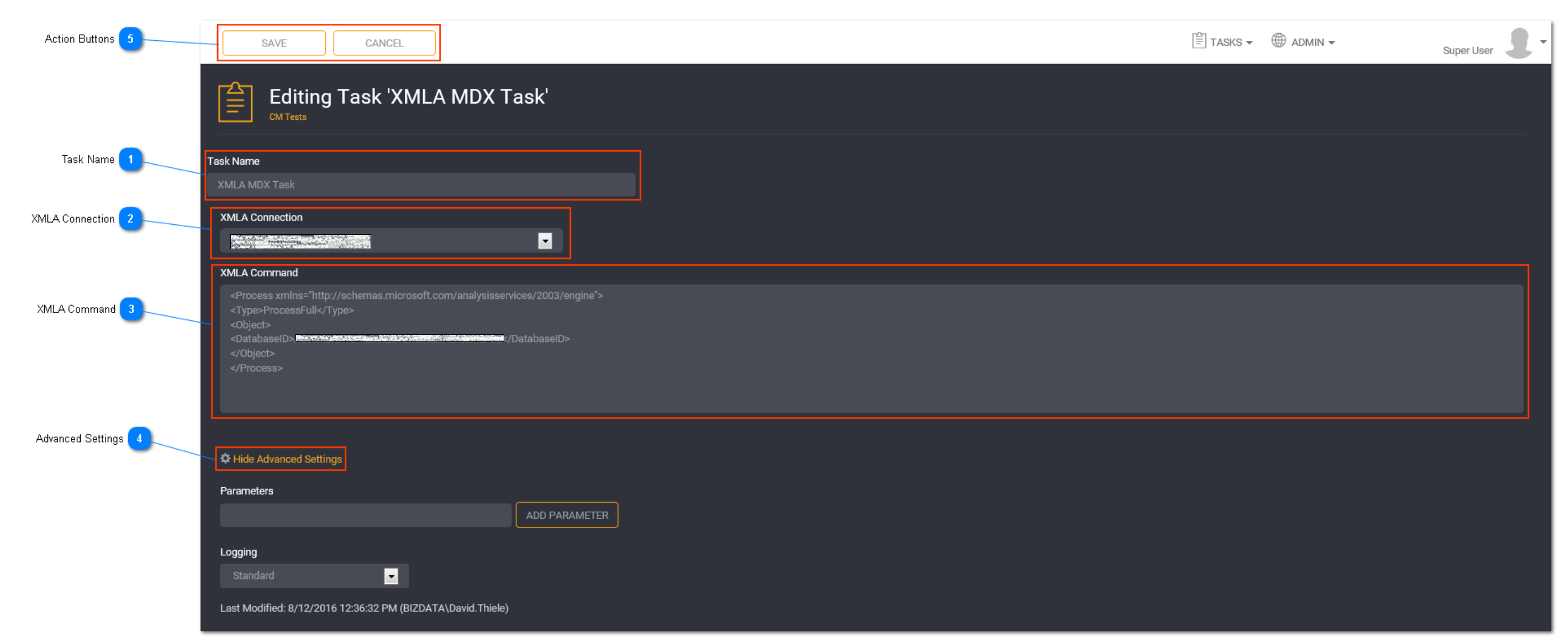 Adding a XMLA Command task