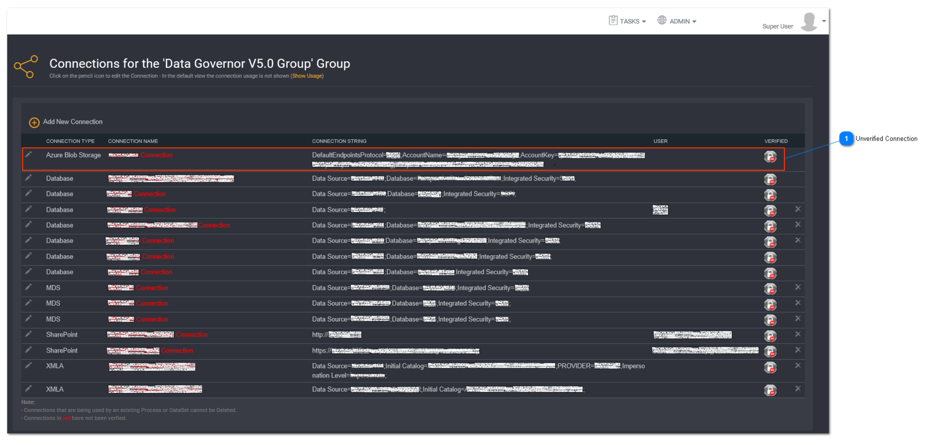 Unverified Connections & File Definitions