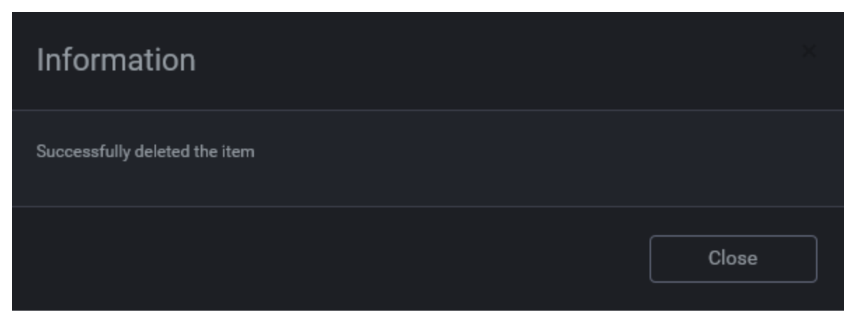 Information: Successfully deleted the item