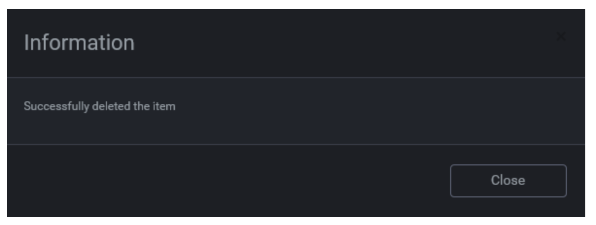 Information: Successfully deleted the item