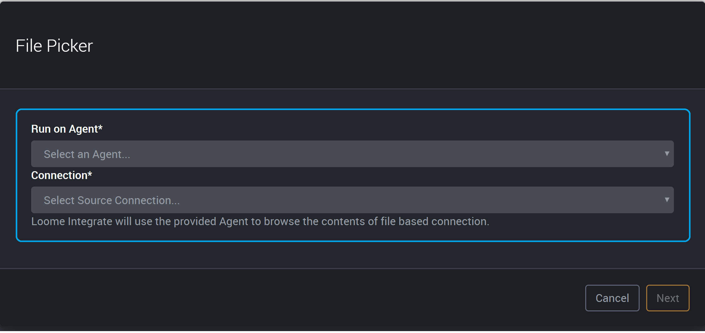 file browser connection selection