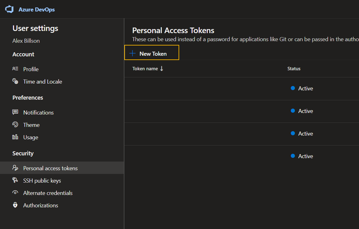 Select new token