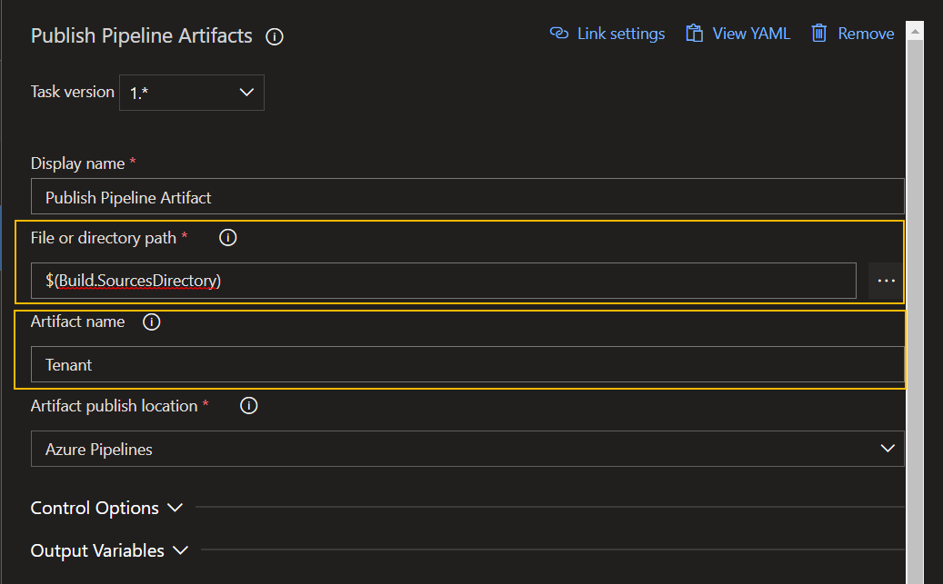 Setup pipeline task