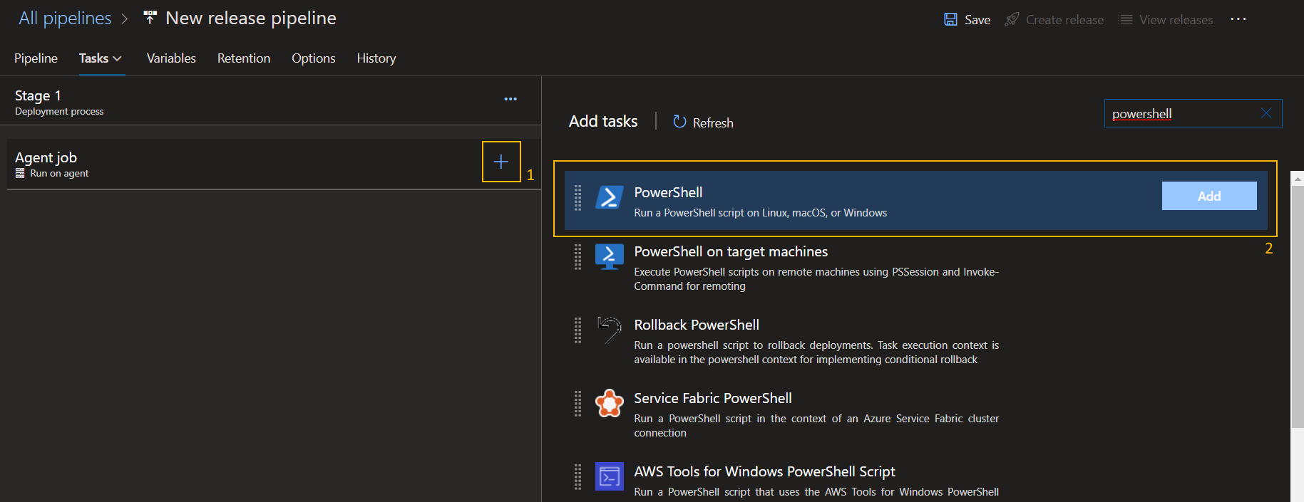 Add Powershell Task