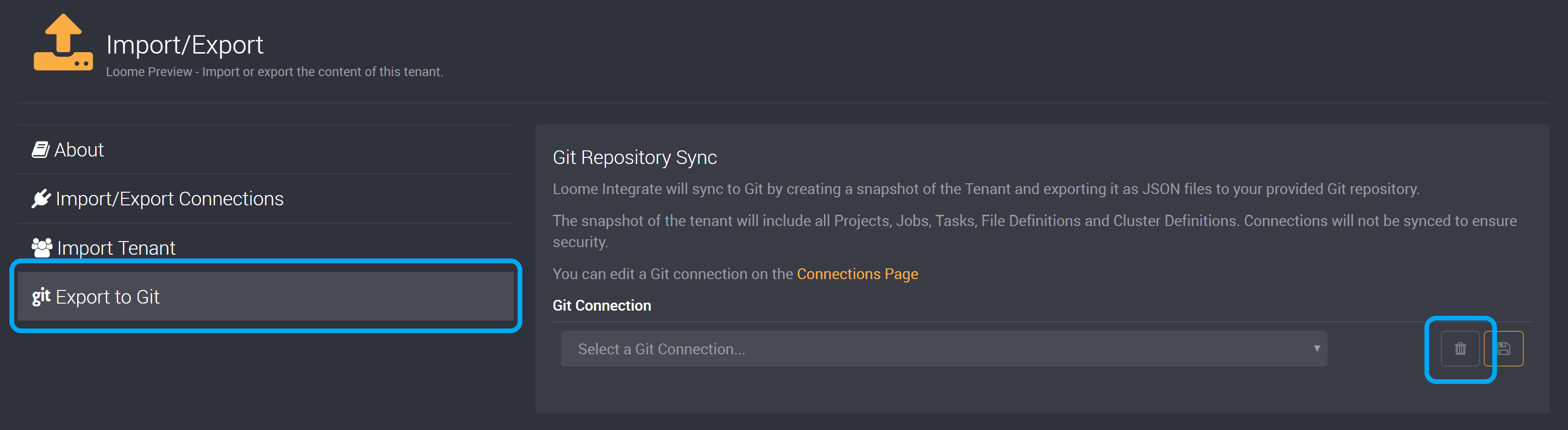 Deselect your Git Repository