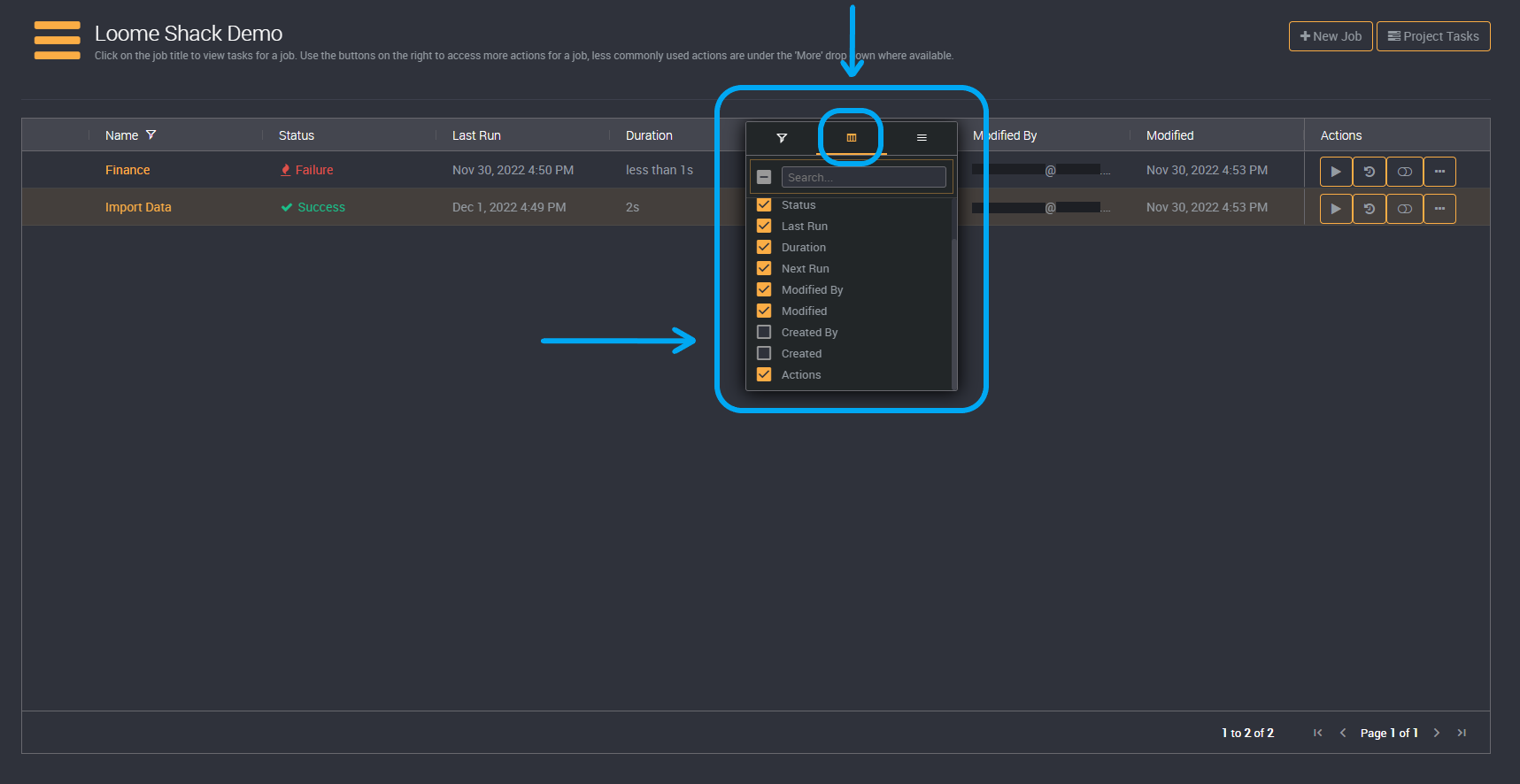 Selecting columns