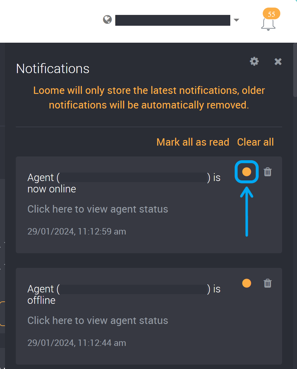 Mark notification as read