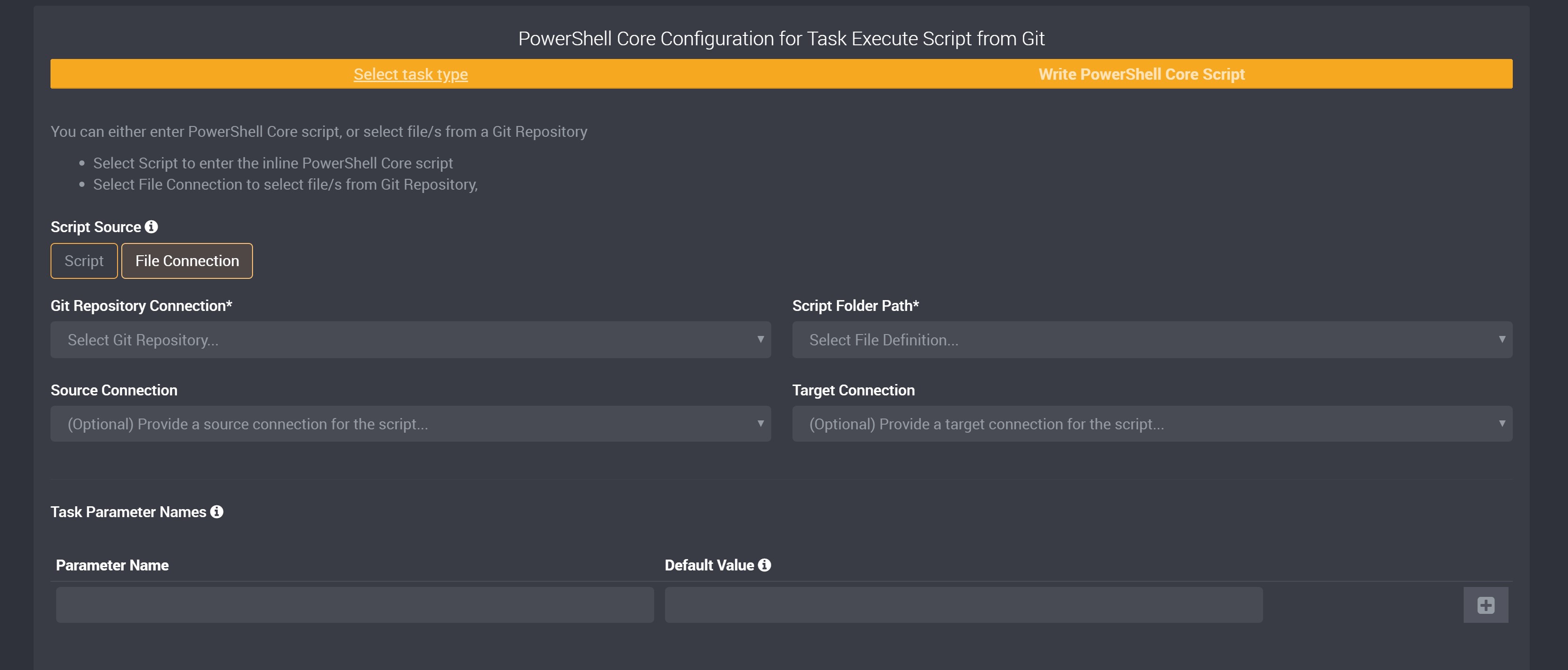 Selecting a file to execute a script