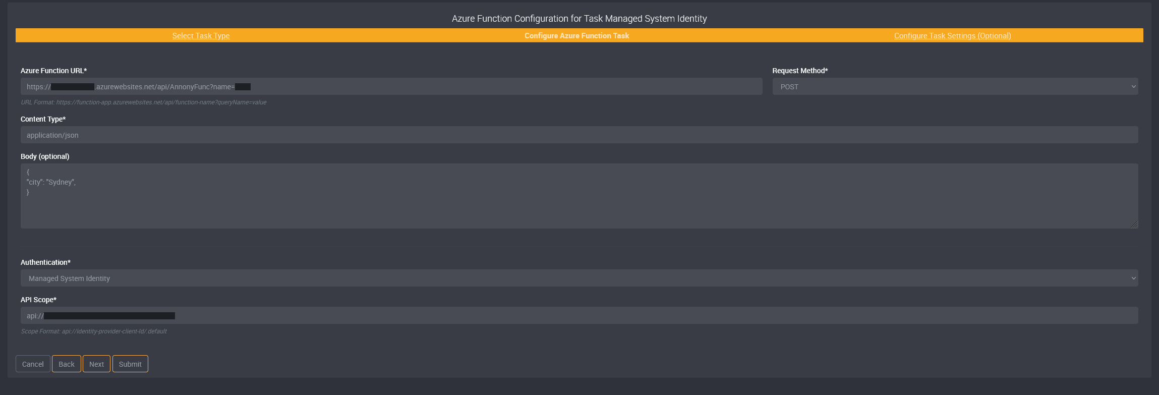 Managed System Identity authentication example