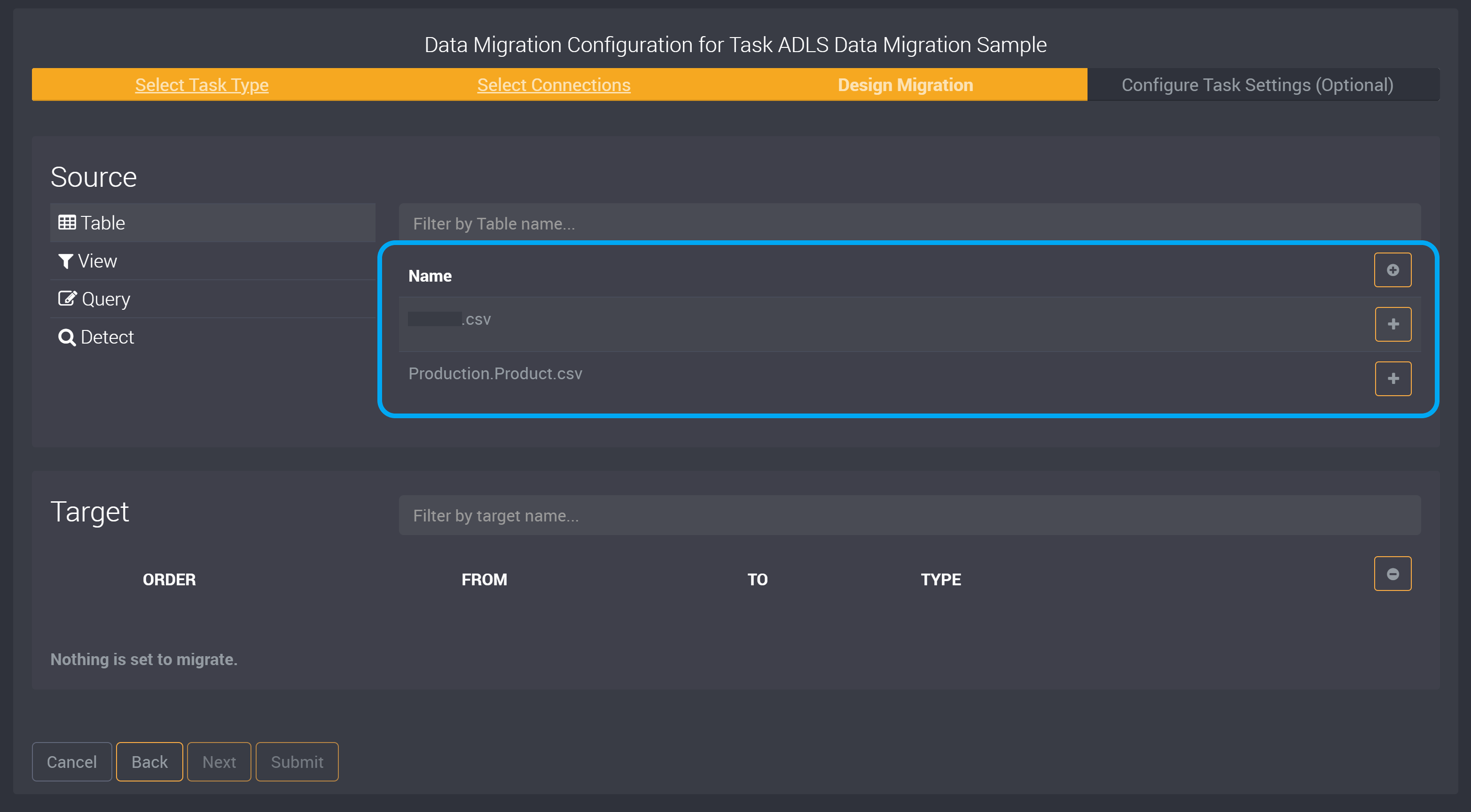 CSV files from file definition