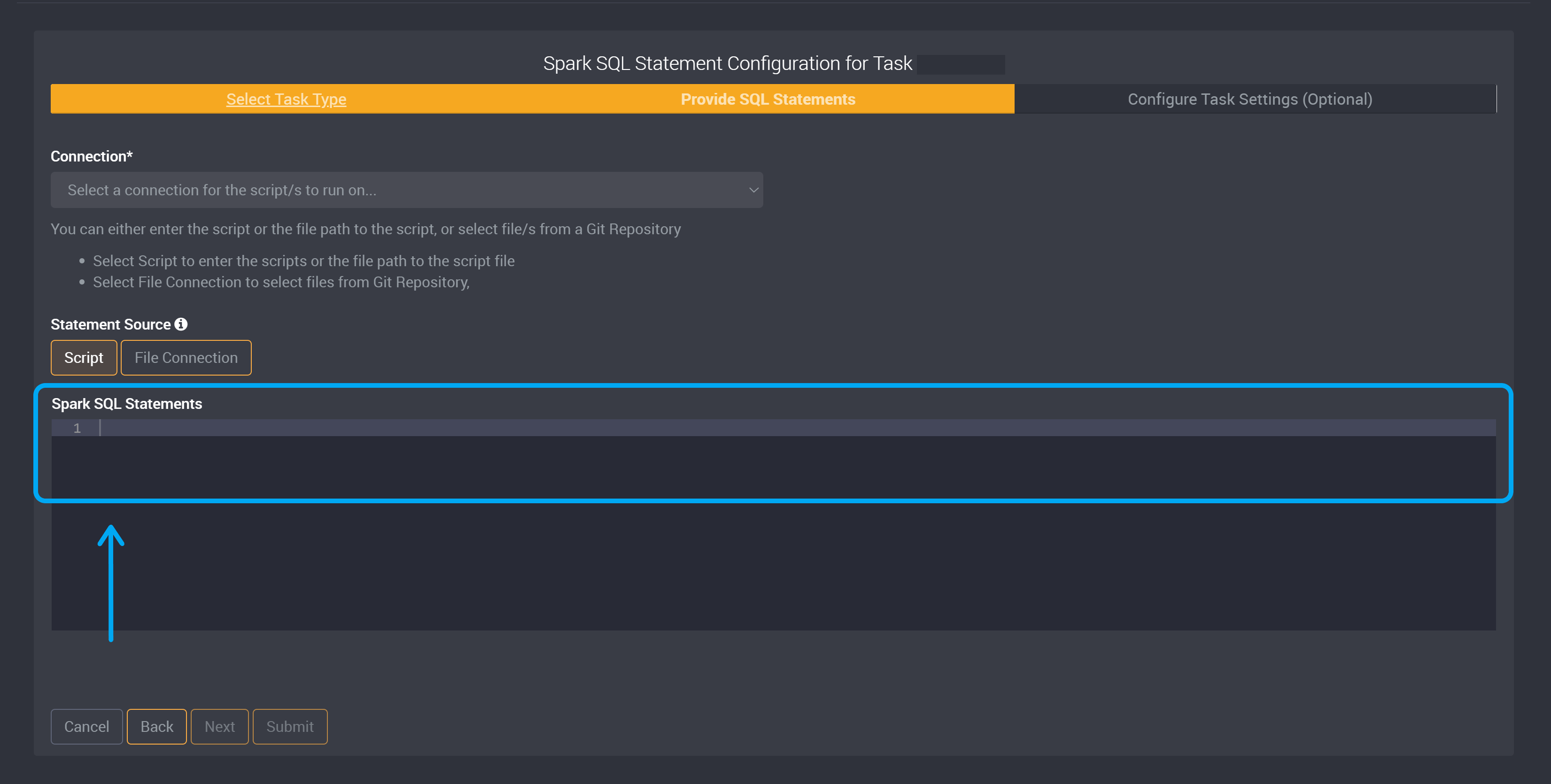 SQL Statement new task