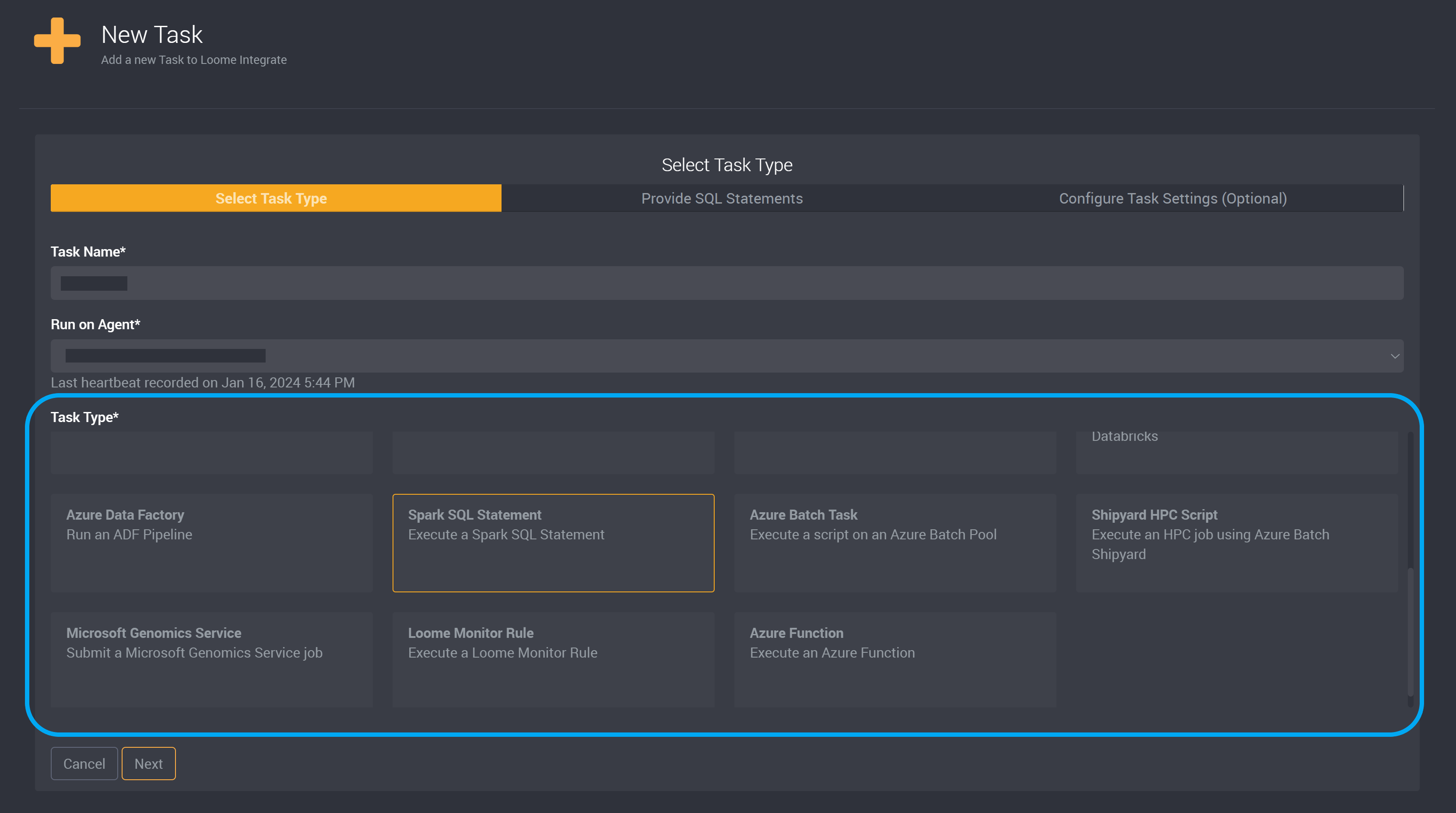 SQL Statement new task