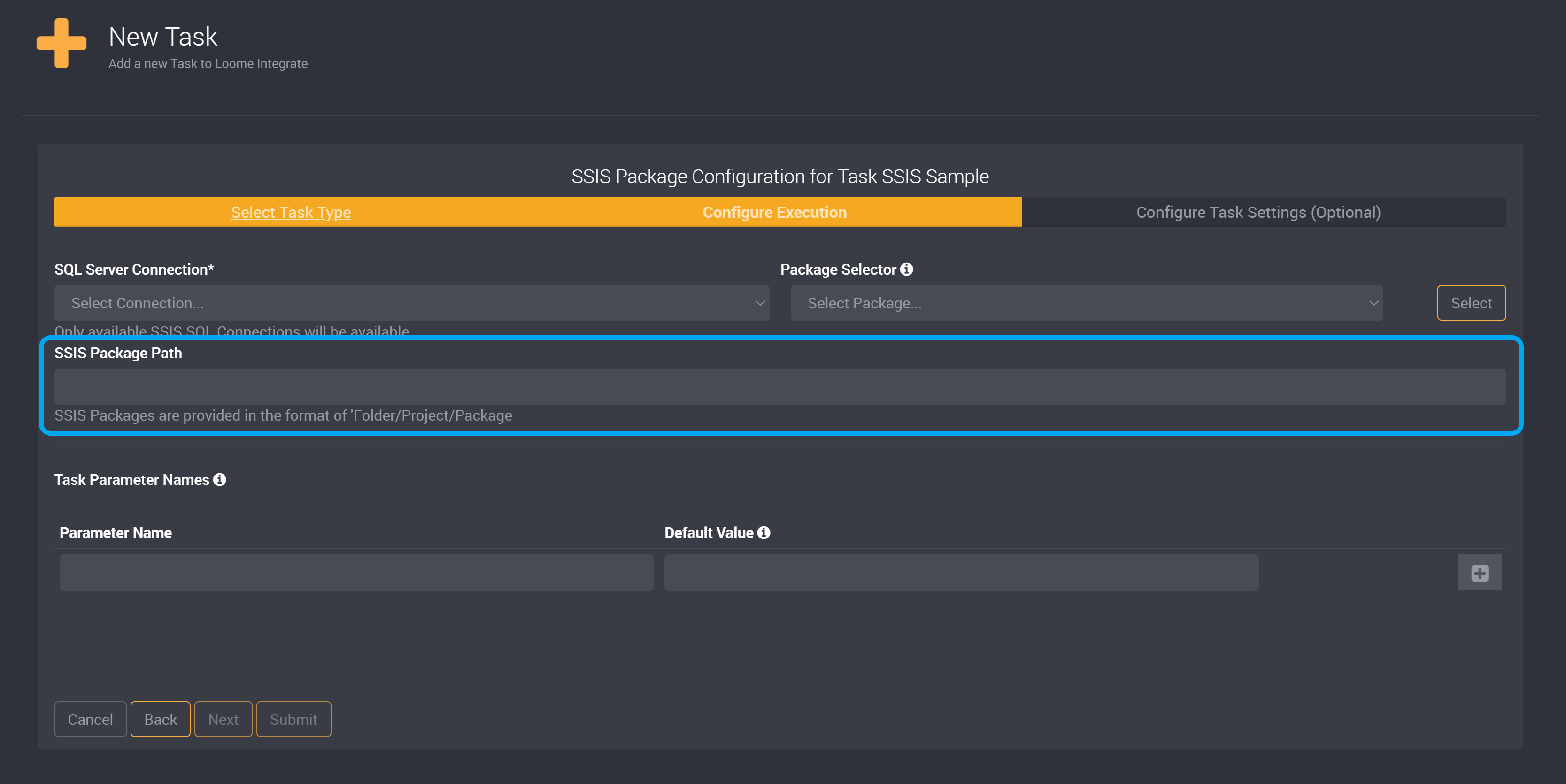 Package path field