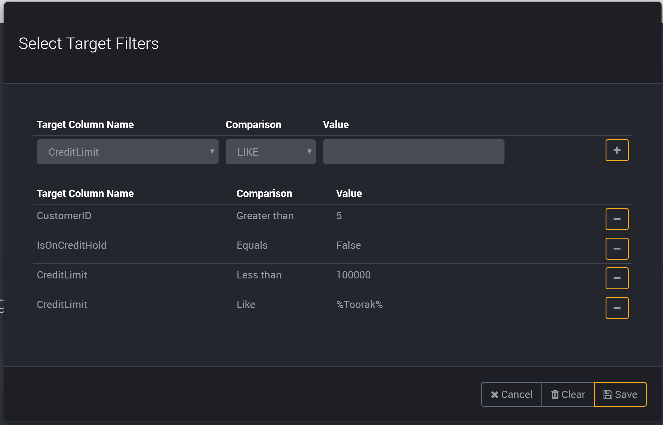 target Filter Types