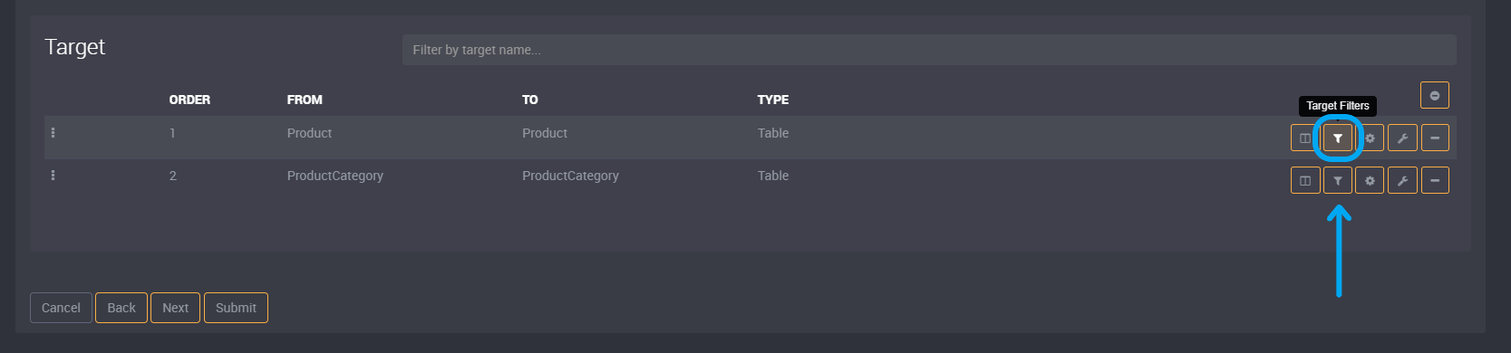 Target Filter Button