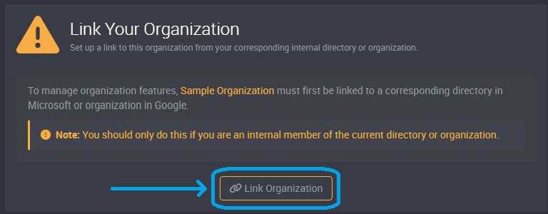 Link organization button