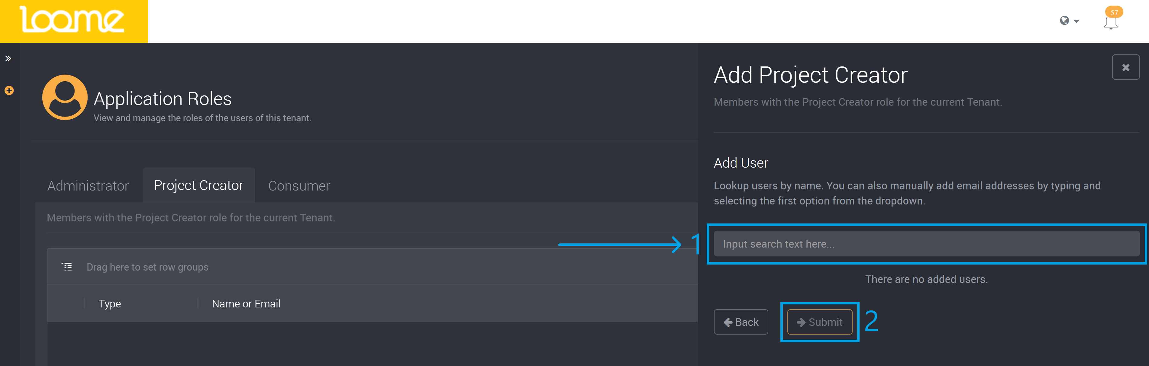 Type in email address