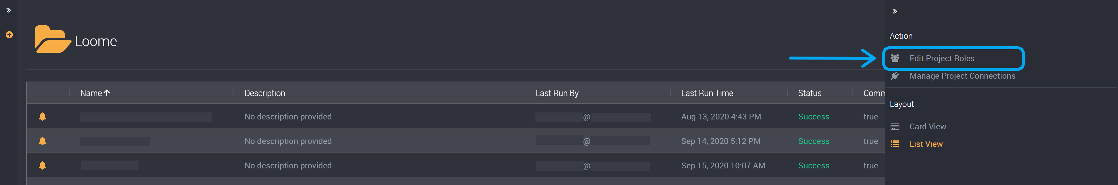 Manage project roles from the slideout