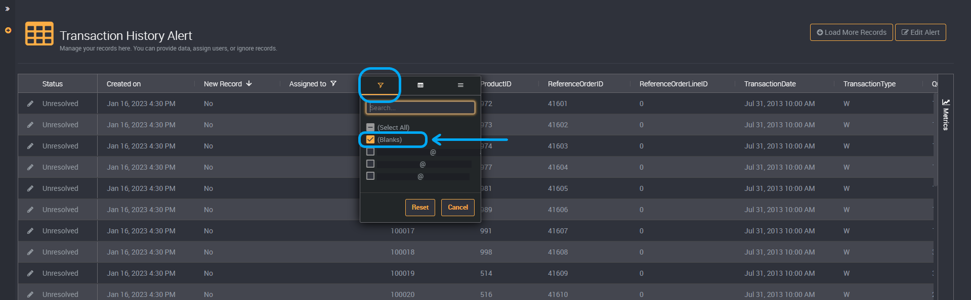 Filter by assigned user example