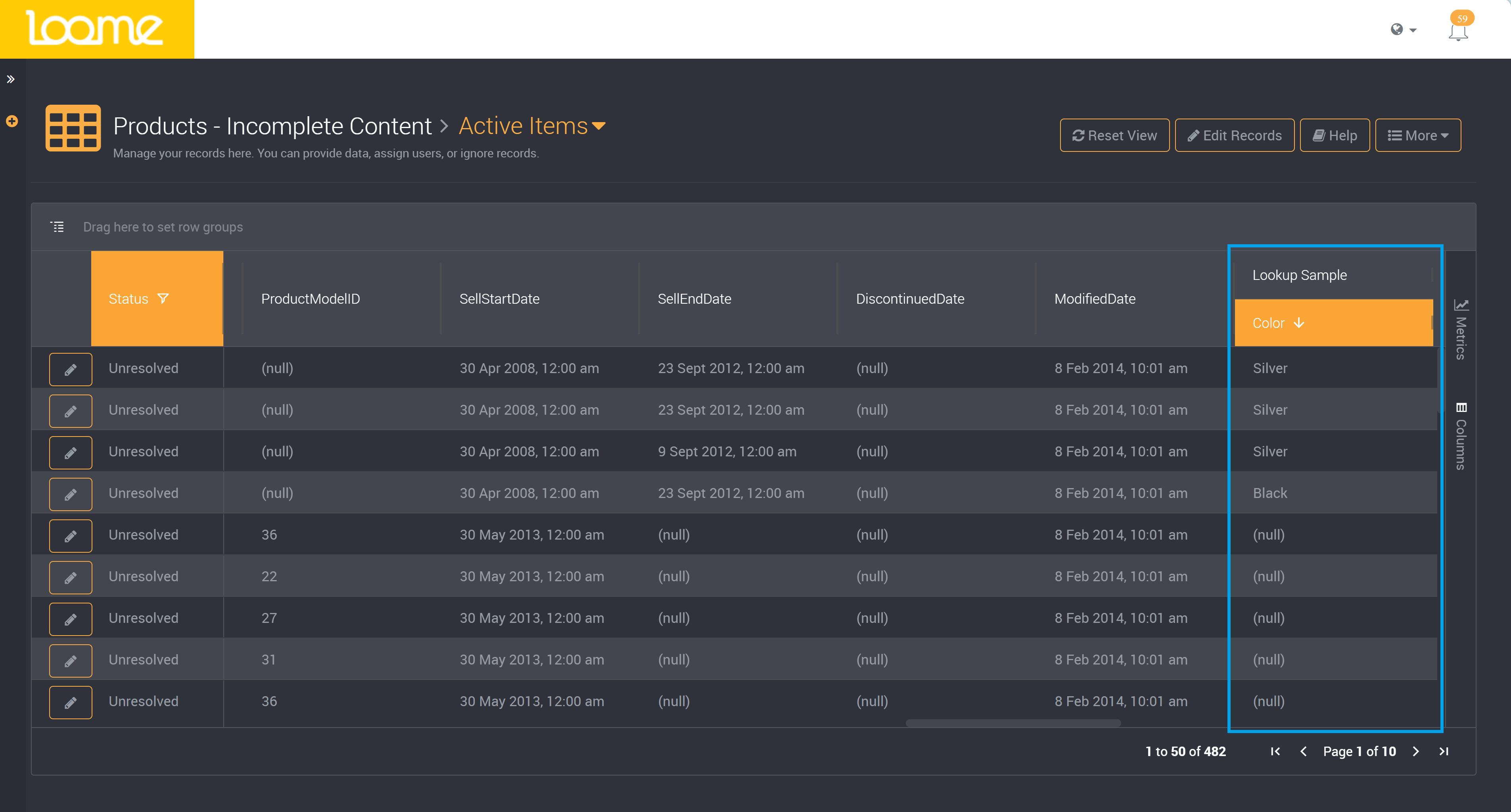 Lookup custom field column