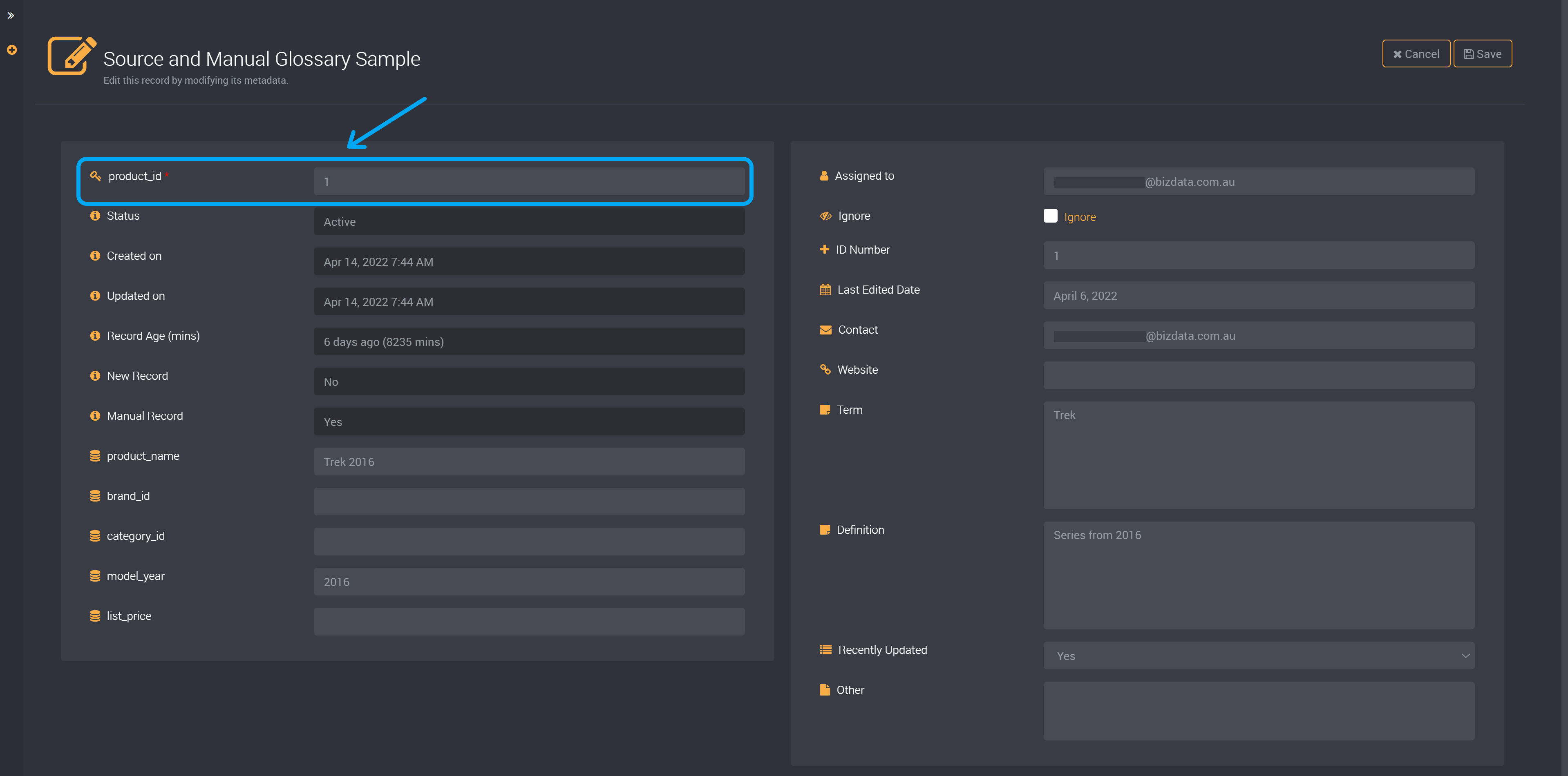 Change key column value