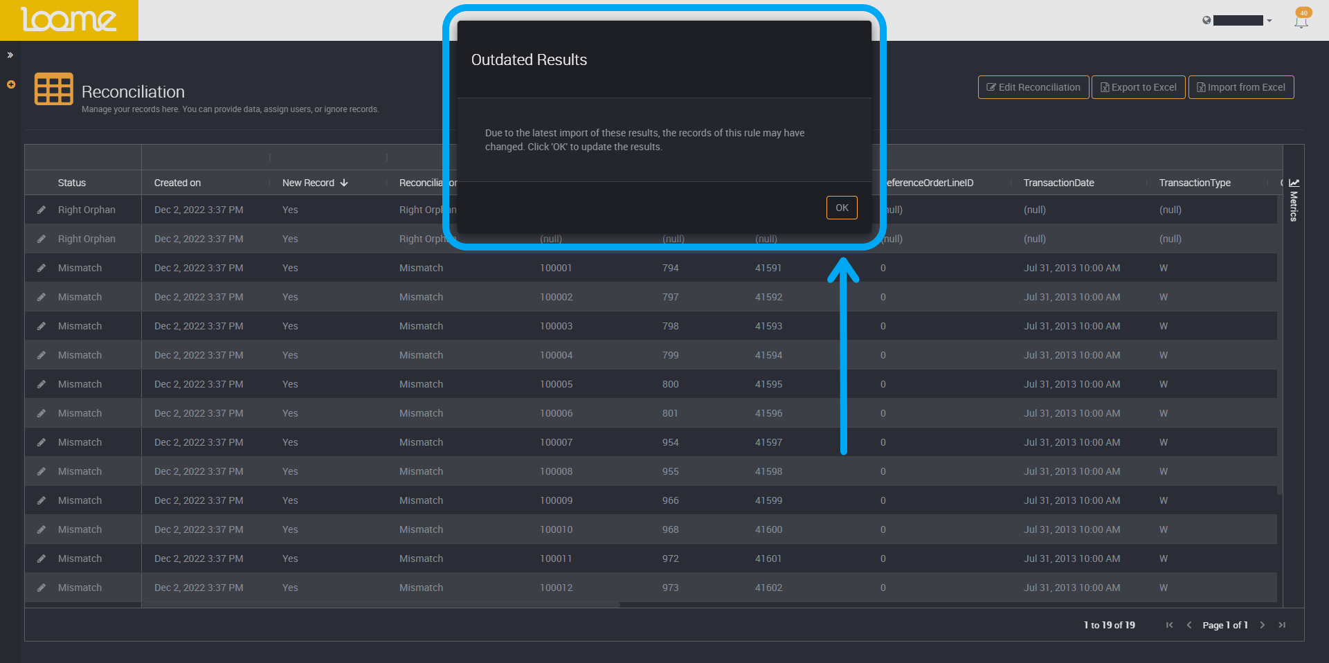 Import results