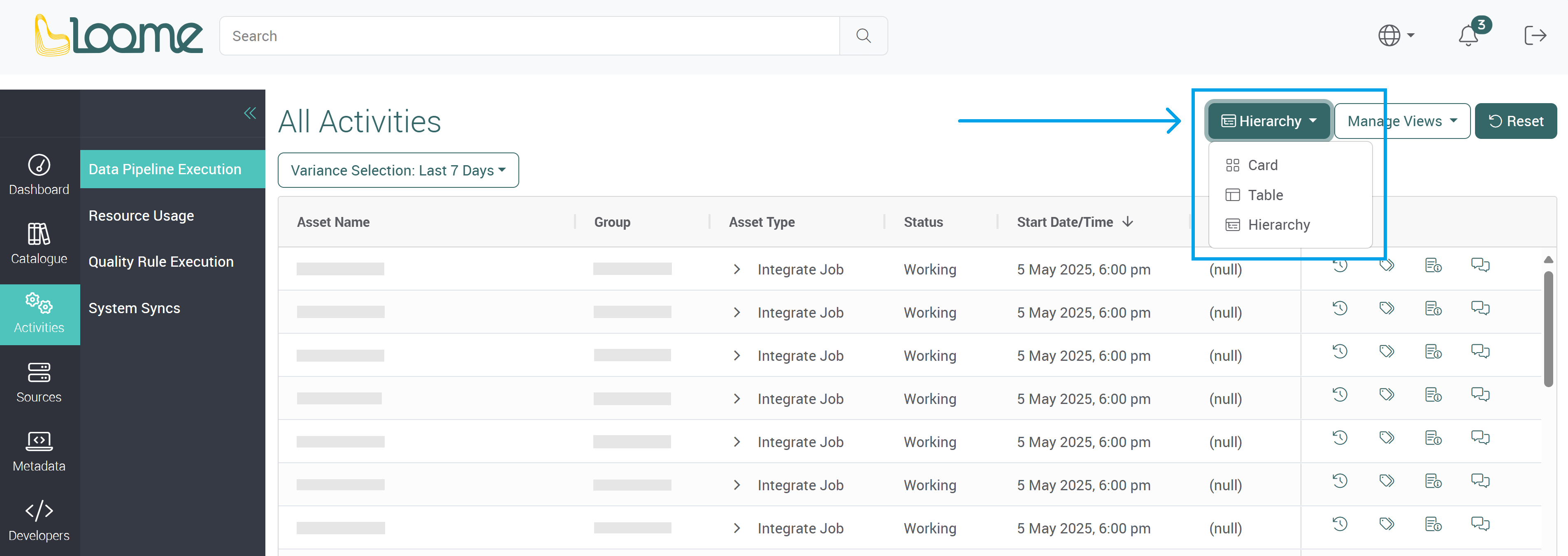 View type dropdown