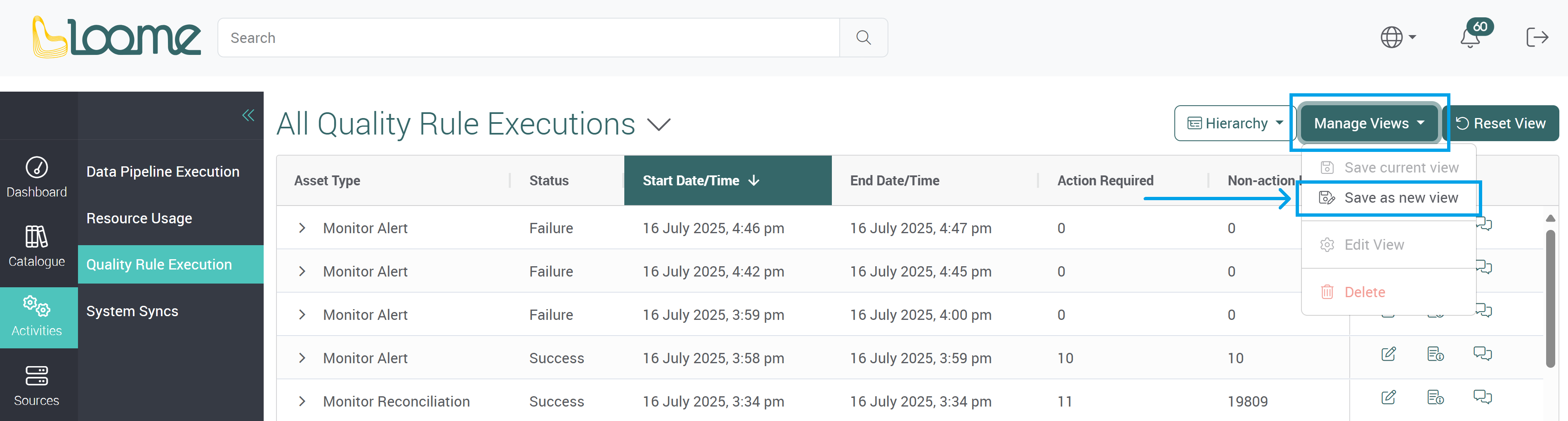 Create a new view dropdown