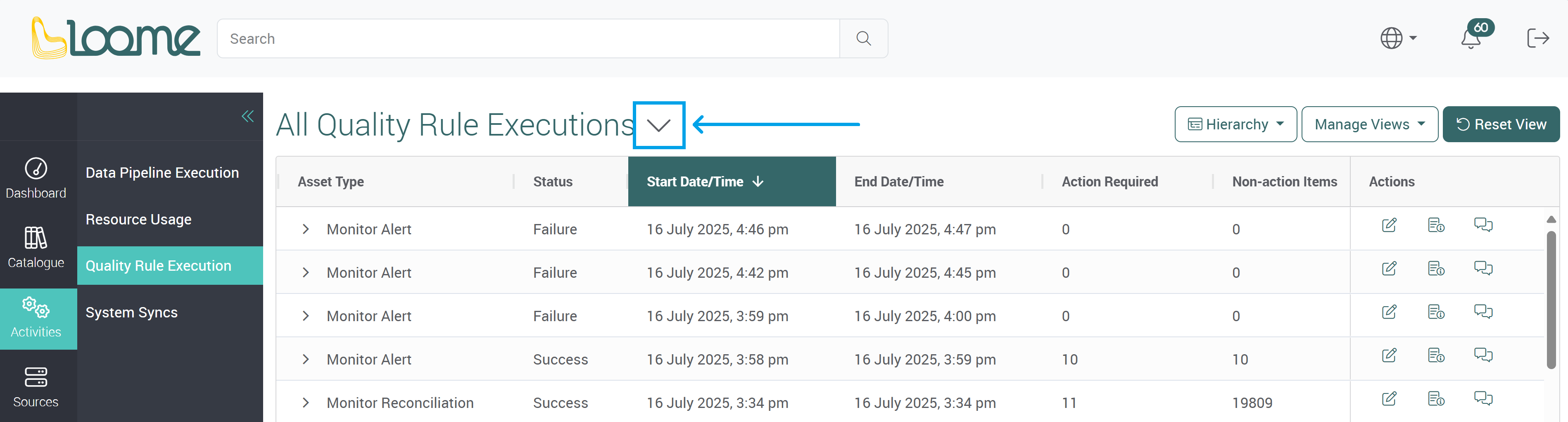 Choose another view dropdown