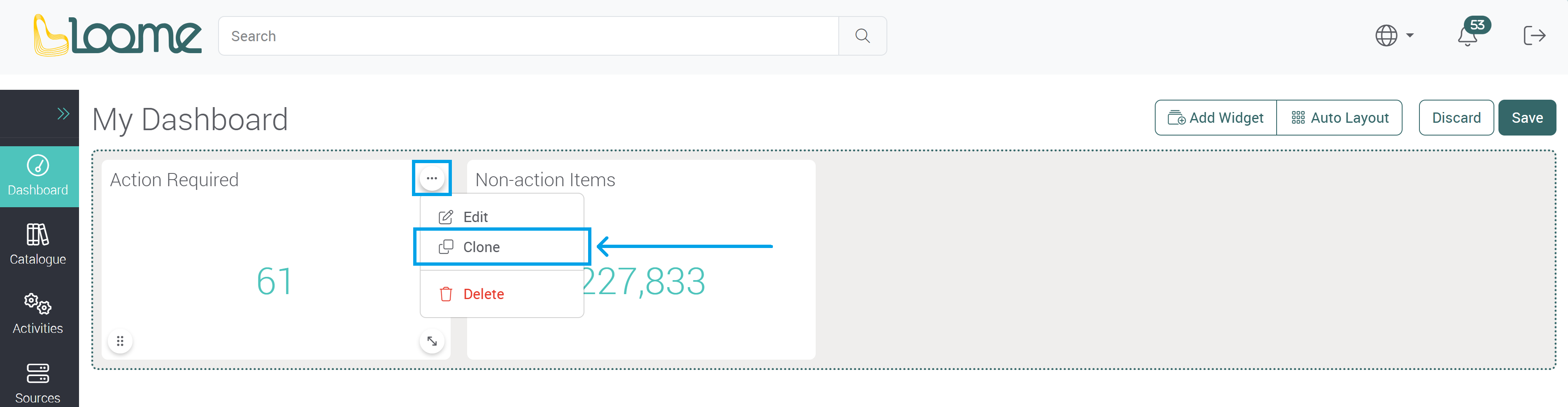 Clone widget button