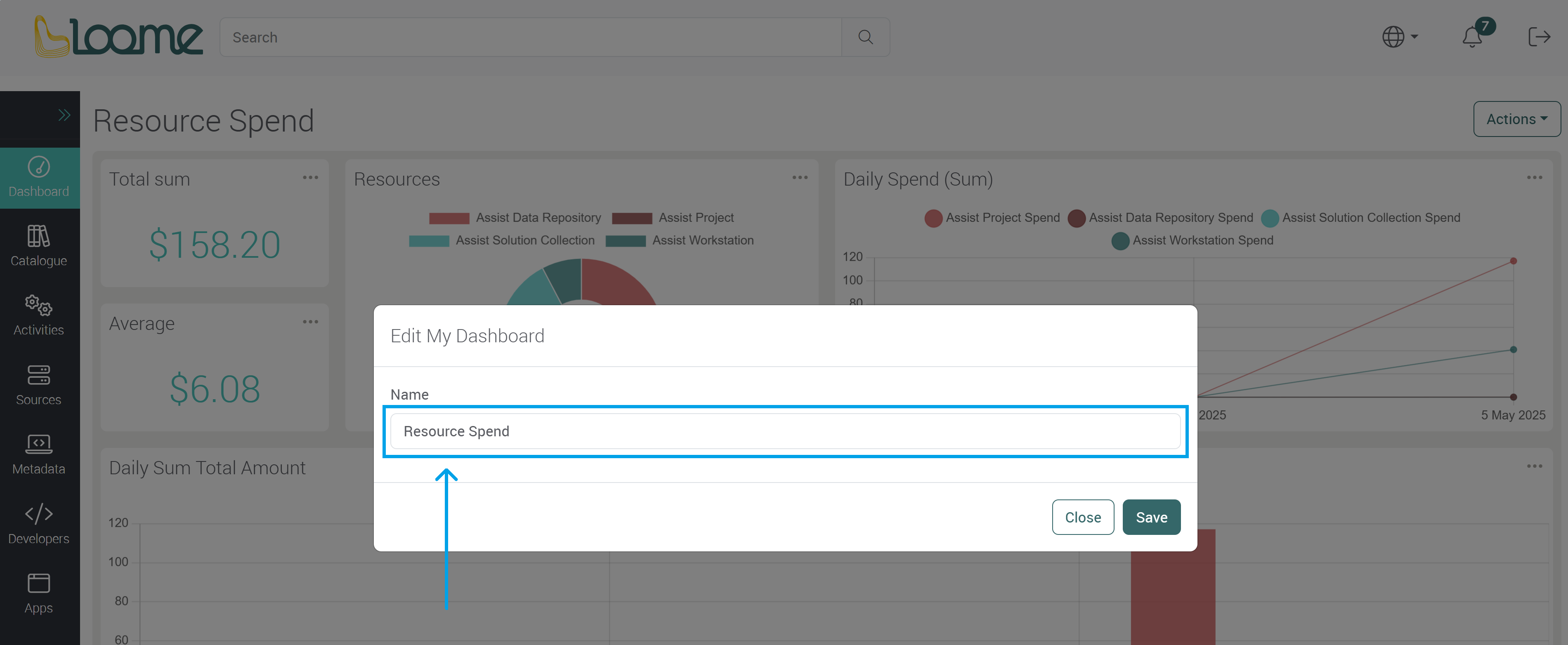 Edit dashboard name