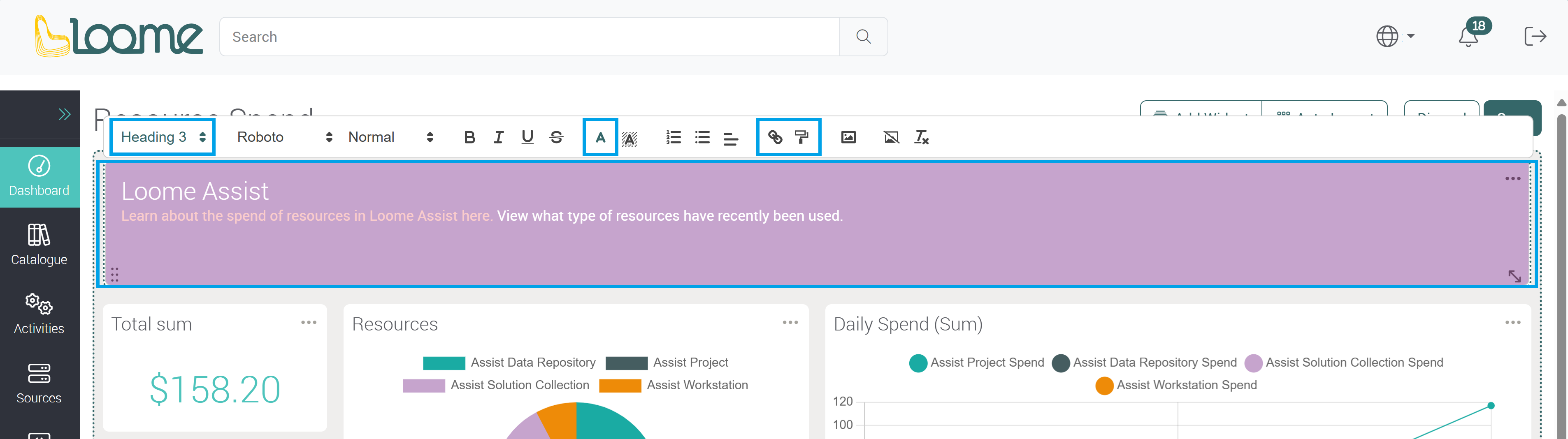 Text widget example
