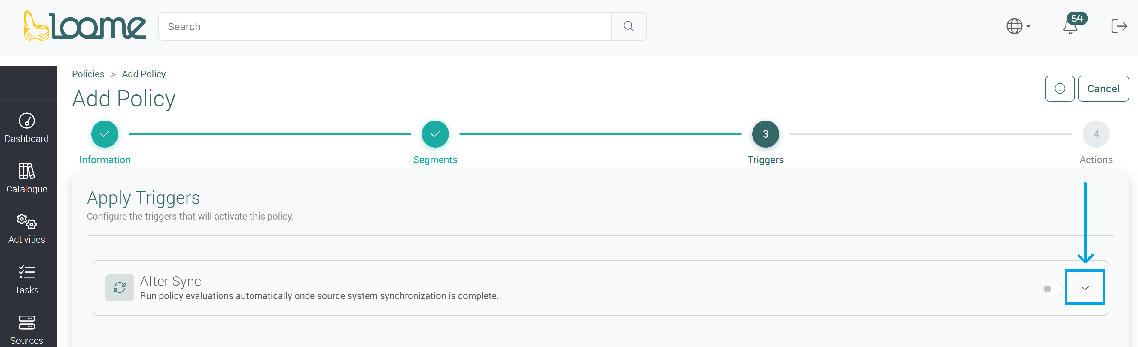 Source system dropdown
