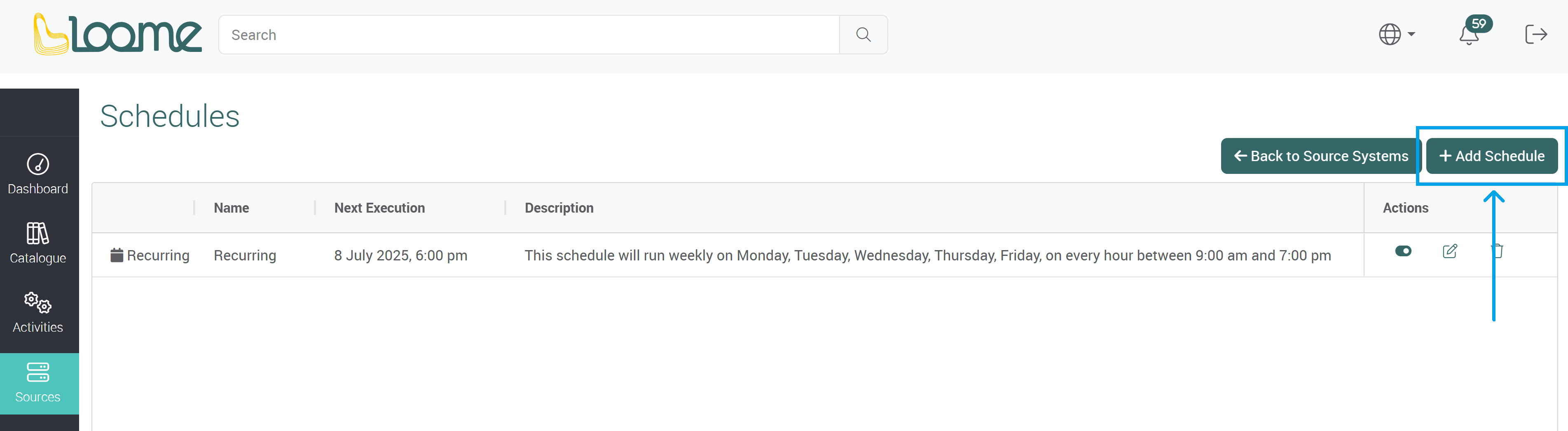 Schedules button