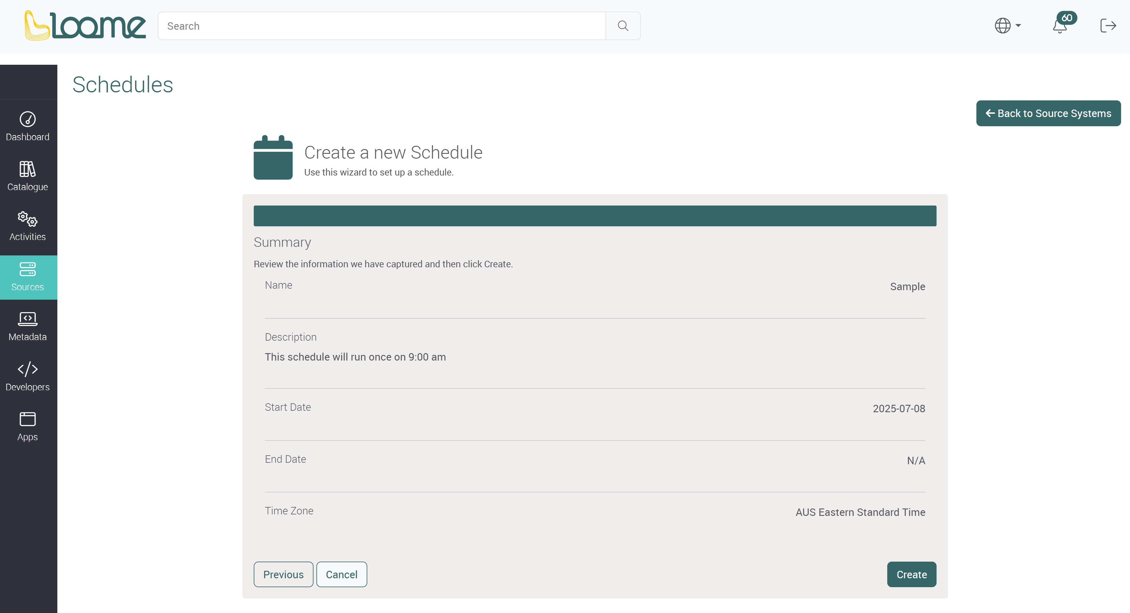 Create schedule with one run