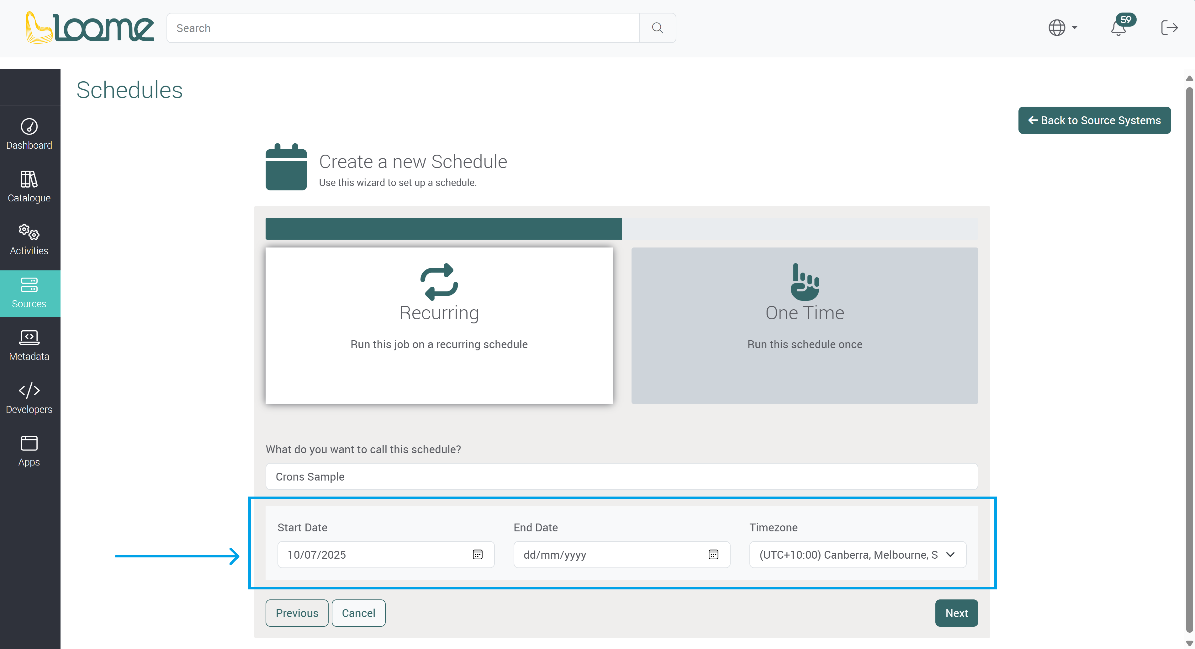 Crons recurring option
