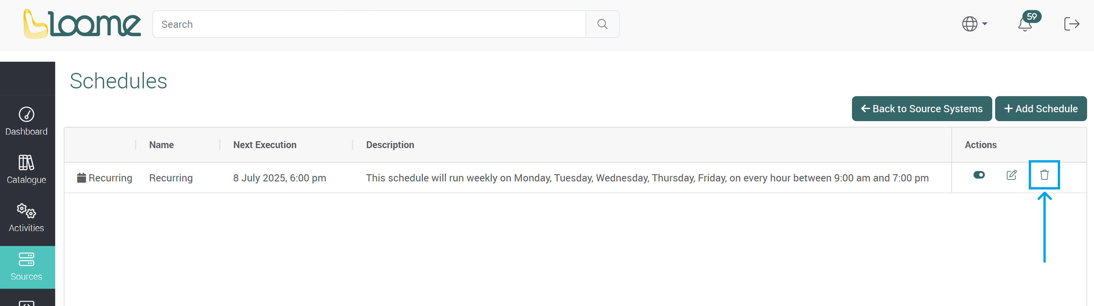 Delete a schedule