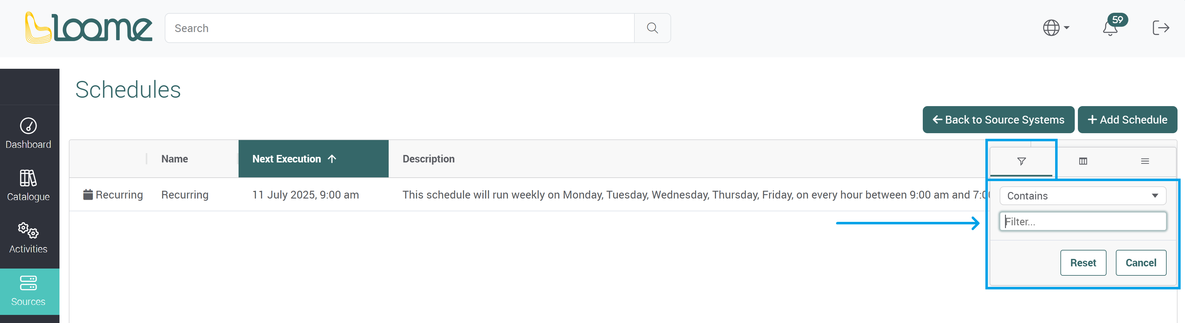 Filter schedules