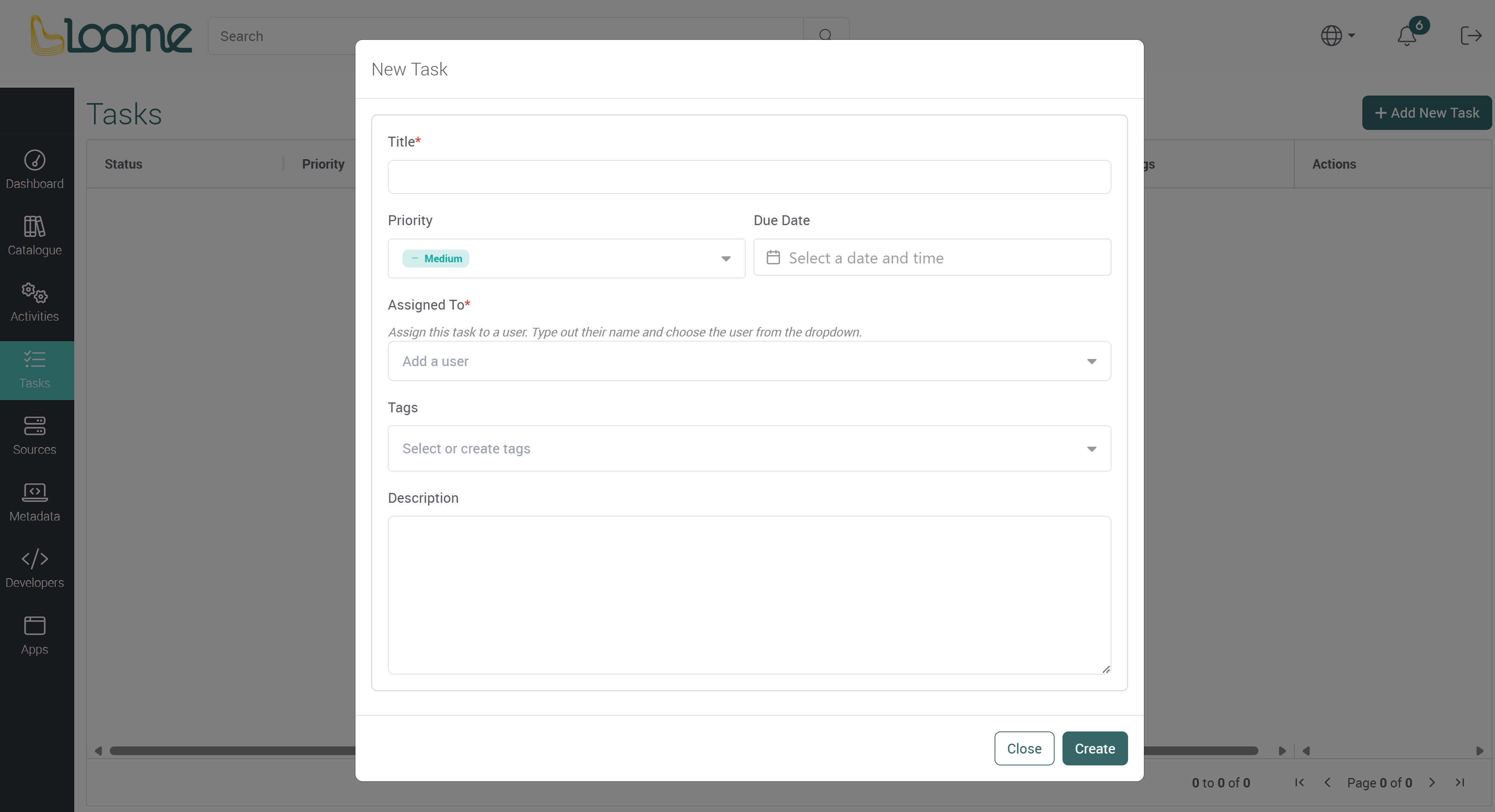 Add a new task button
