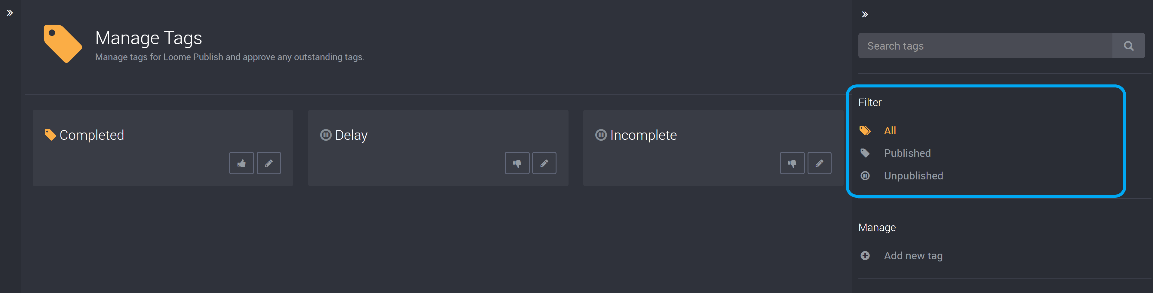 Tag filters